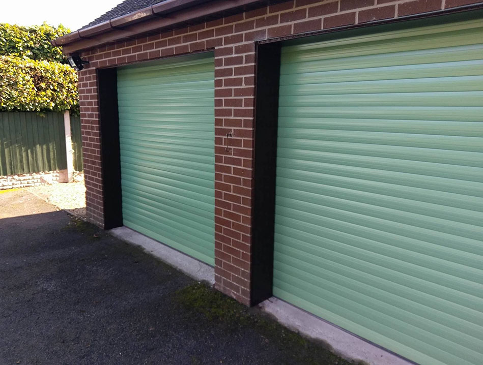 Aluroll Classic roller doors in Chartwell Green colour